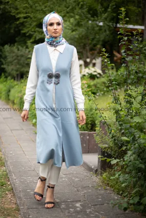 Ottoman-Style Long Vest | Blue Color