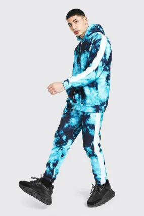 Oversized Man Tie Dye Dual Zip Tape Tracksuit | boohooMAN UK