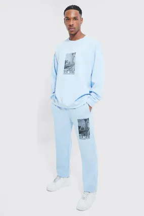 Oversized New York Print Sweatshirt Tracksuit