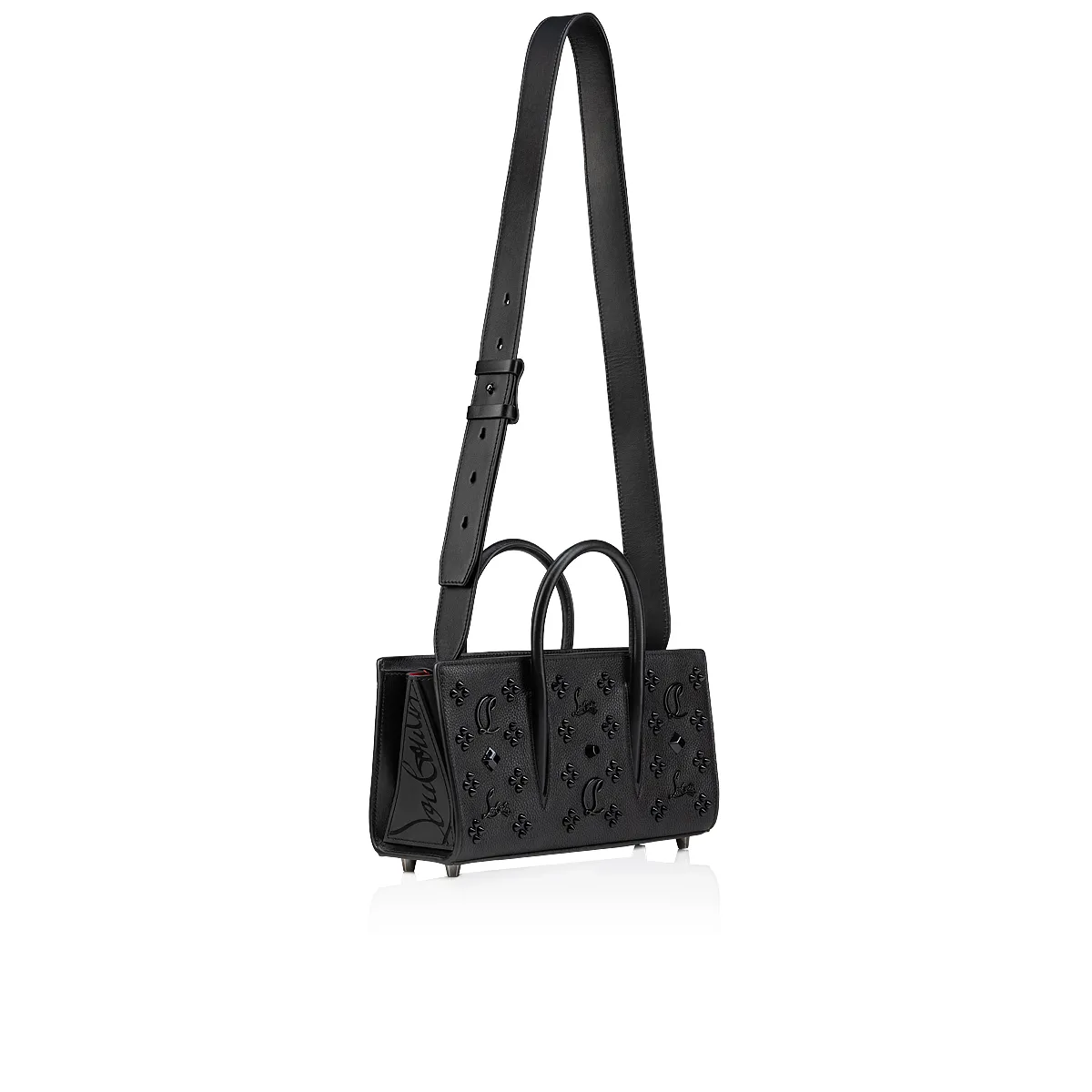 Paloma Top handle bag - Grained calf leather and spikes Loubinthesky - Black