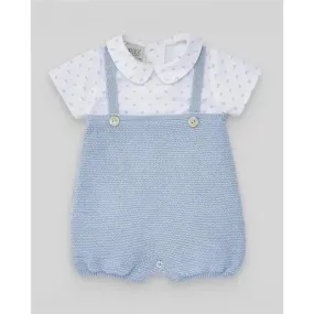 Paz Rodriguez - Baby Boy Woven Newborn Romper, Sky Blue