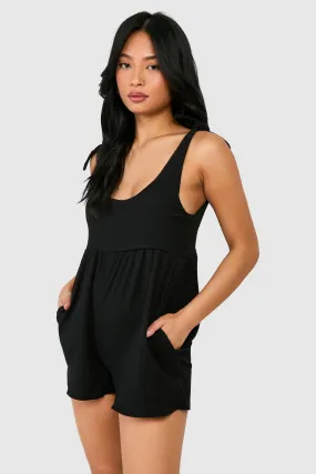 Petite Textured Tie Front Romper