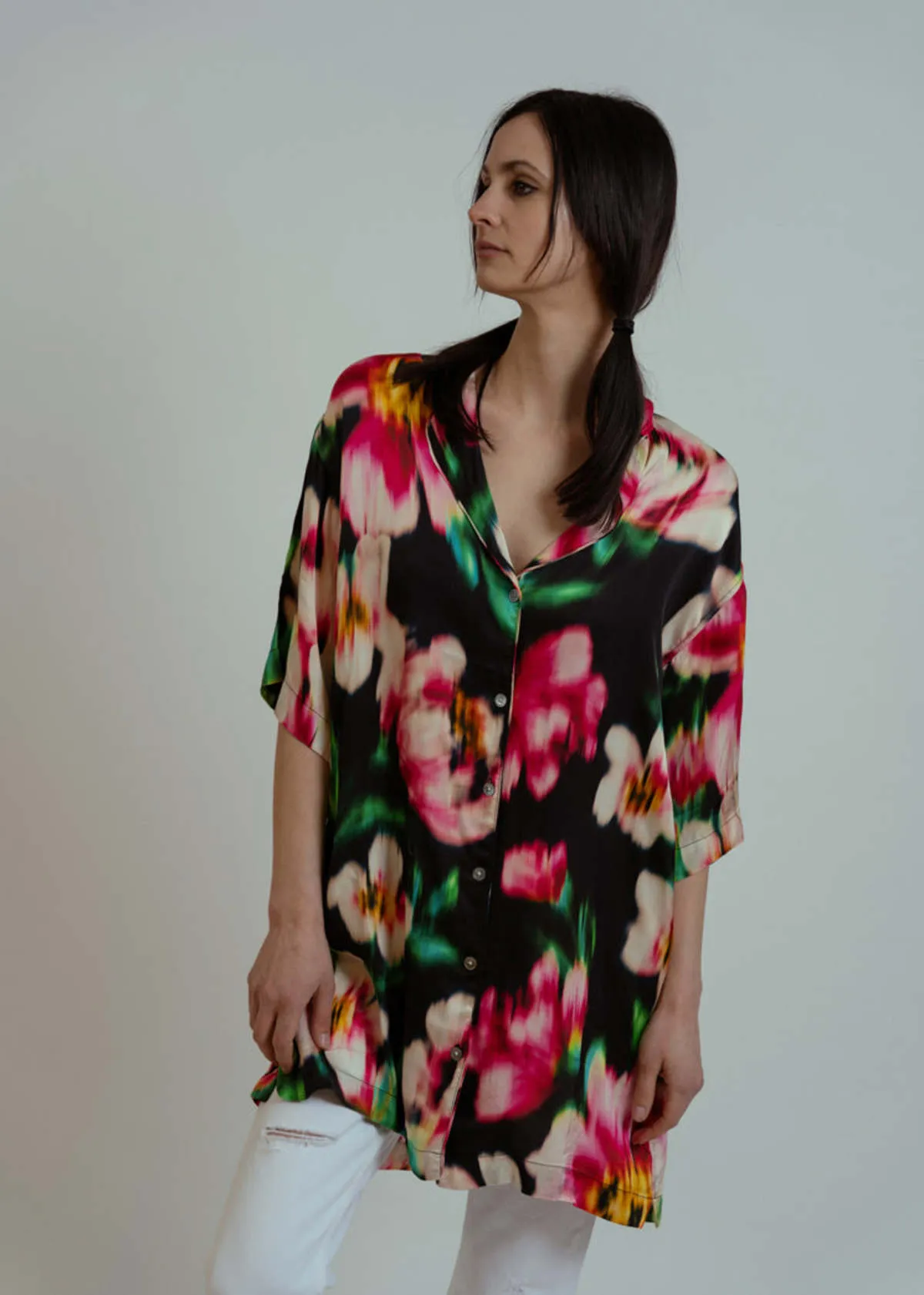 Plants Print Tunic Dress - Multi