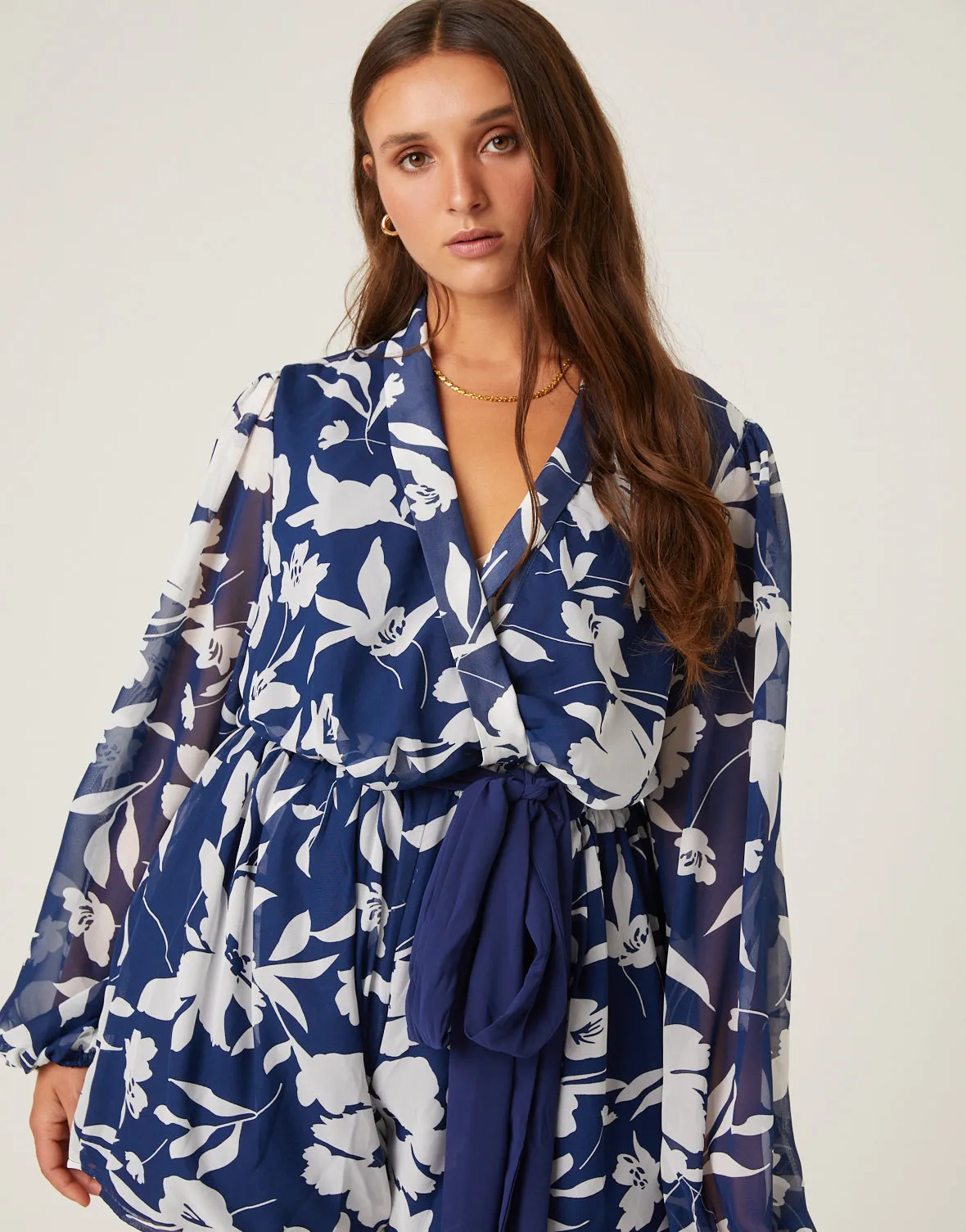 Plus Size Floral Contrast Romper