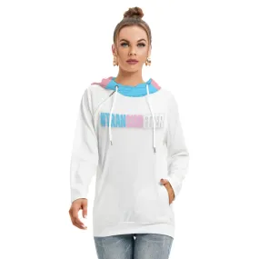 Plus Size 'TRANSISBETTER' Trans Pride White Double Hooded Hoodie