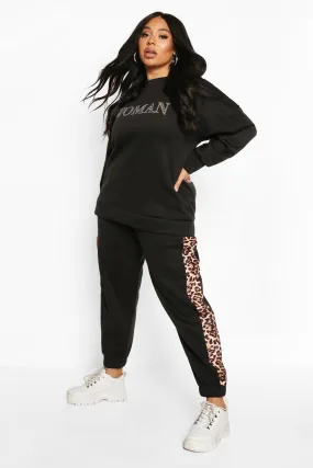 Plus Woman Slogan Tracksuit