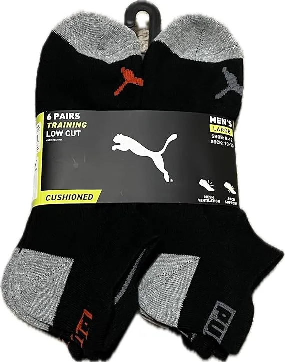 PUMA Men's Training Low Cut Socks 6 Pairs