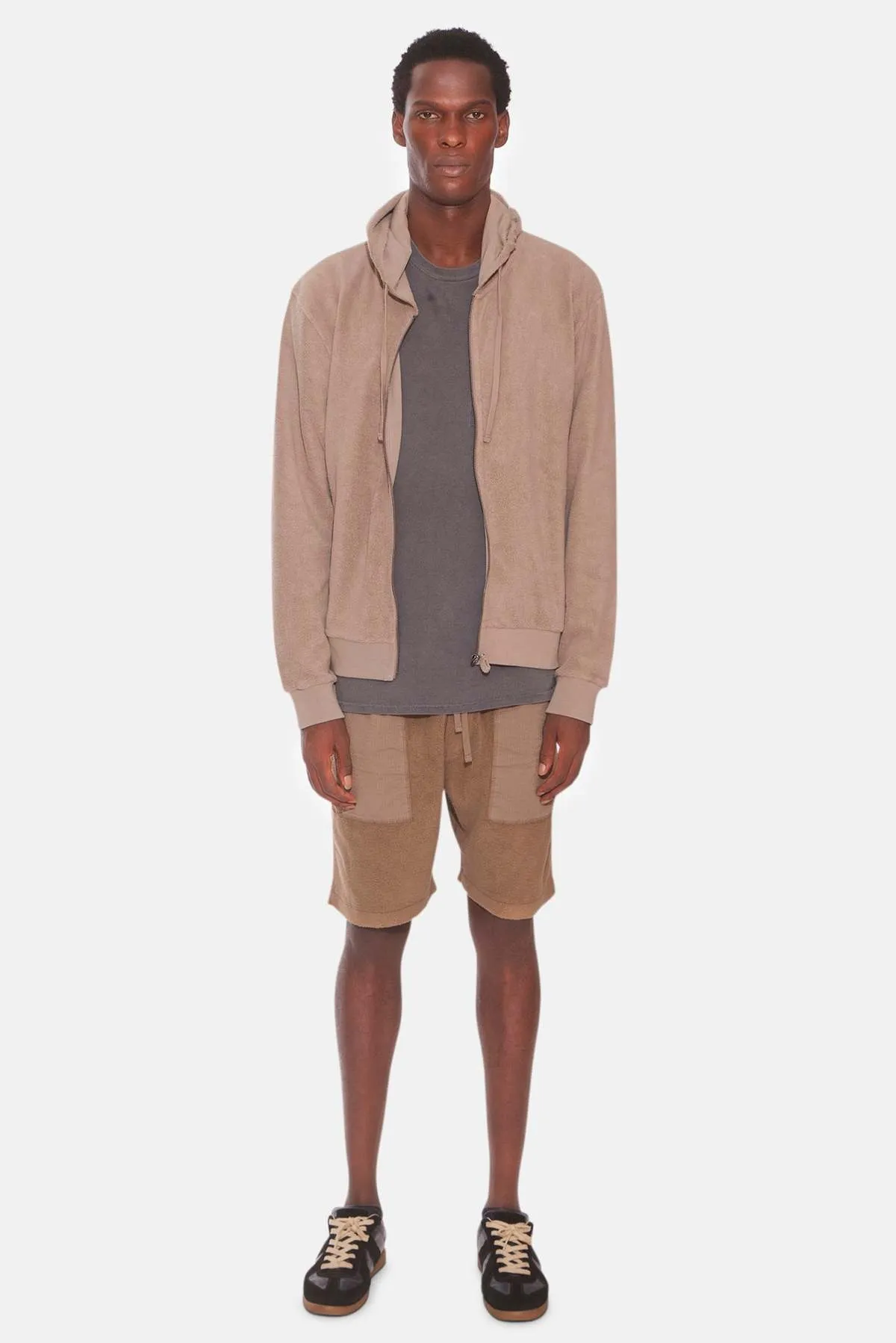 Pure Cotton Fleece Bermuda Short - Taupe