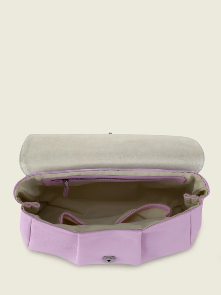 Purple Leather Cross-Body Bag for Women - Suzon M Pastel Lilac | PAUL MARIUS