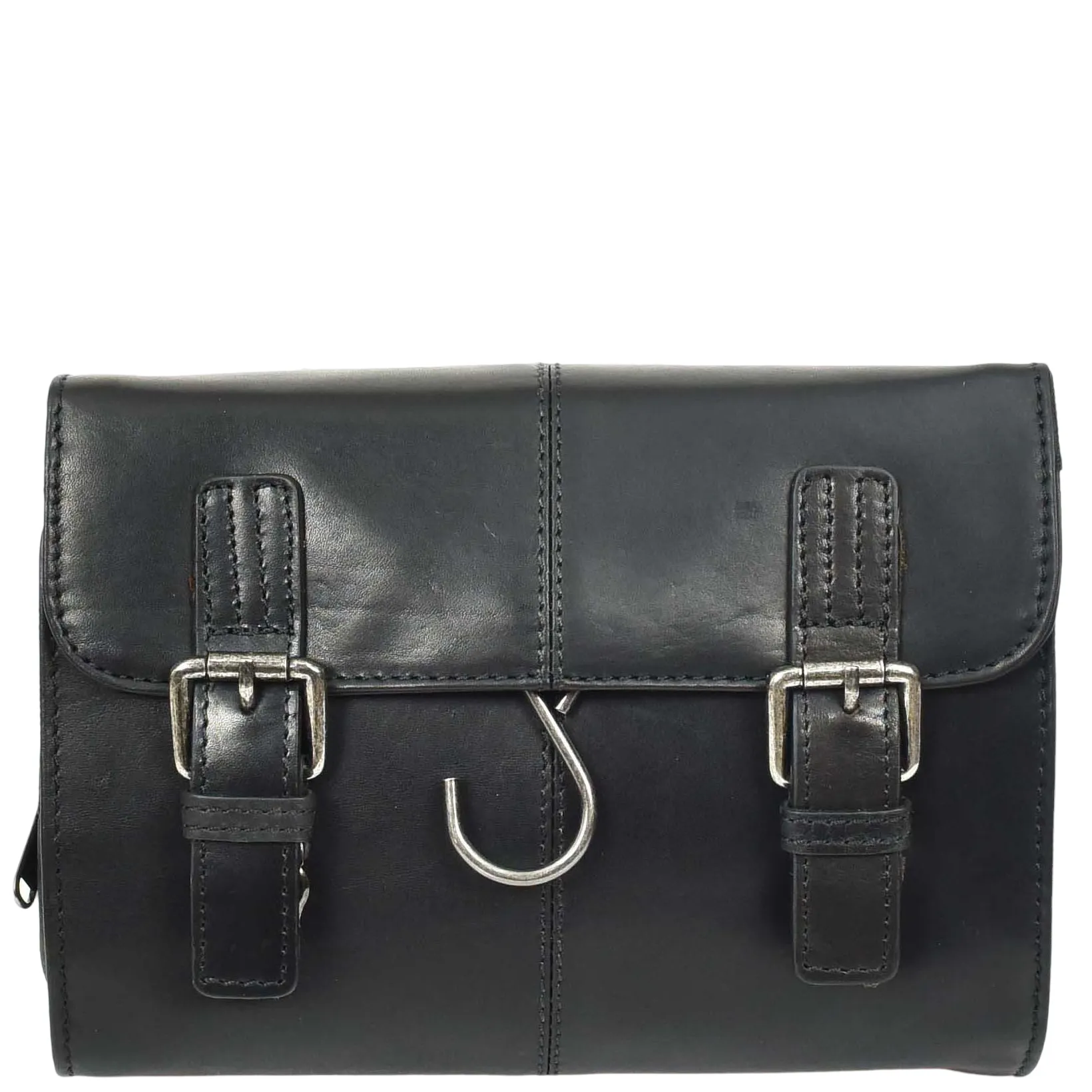 Real Leather Hanging Toiletry Wash Bag Mens Cruise Black