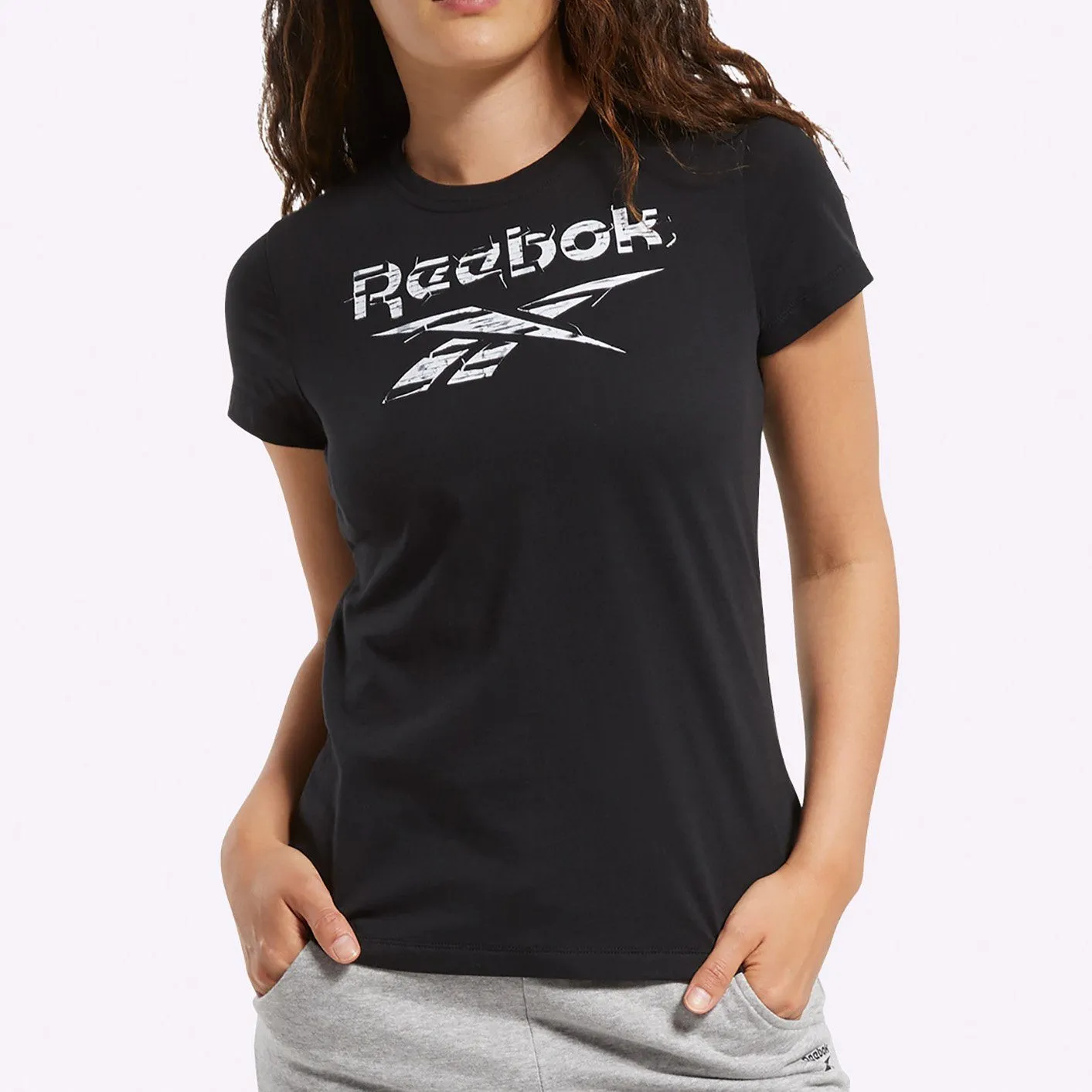 Reebok - Women's Training Essentials Stacked Logo Tee - BLACK