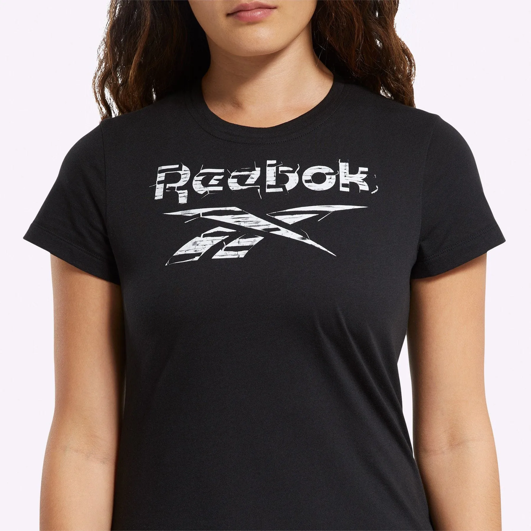 Reebok - Women's Training Essentials Stacked Logo Tee - BLACK