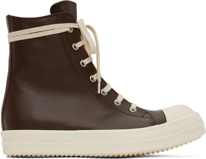 Rick Owens Brown High Sneakers