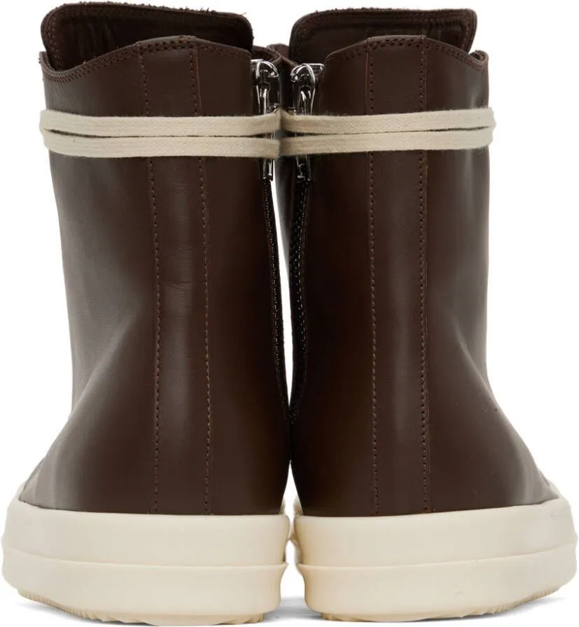 Rick Owens Brown High Sneakers