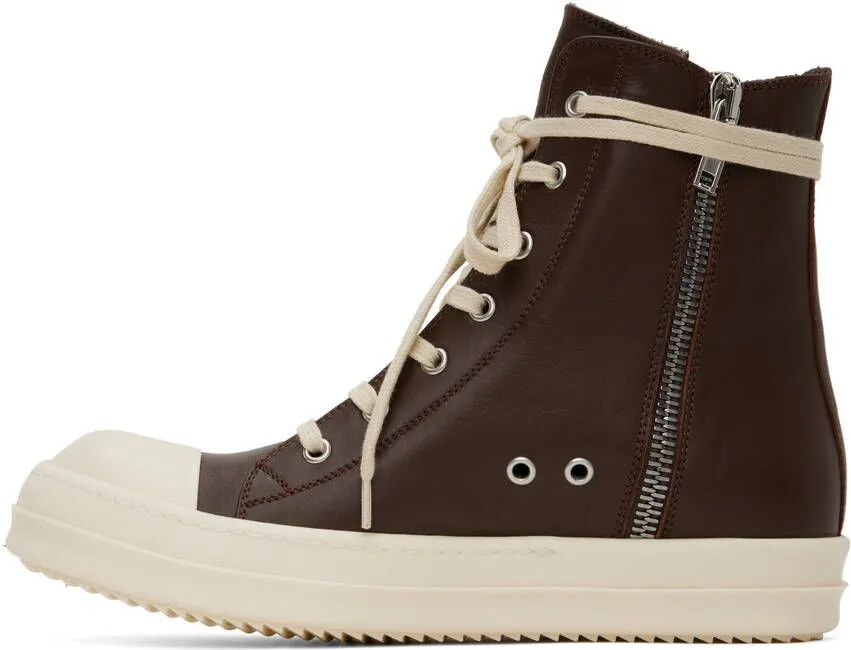 Rick Owens Brown High Sneakers