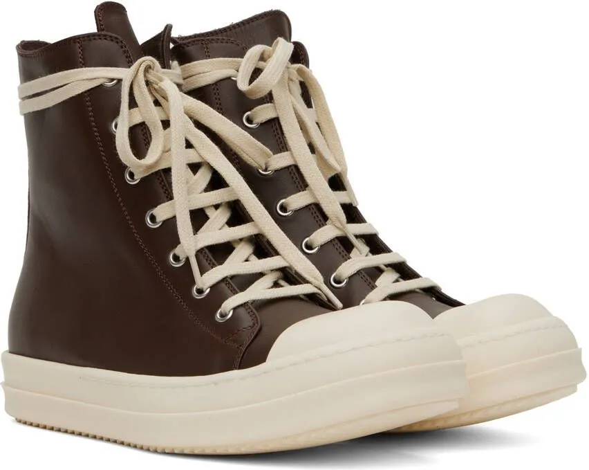 Rick Owens Brown High Sneakers