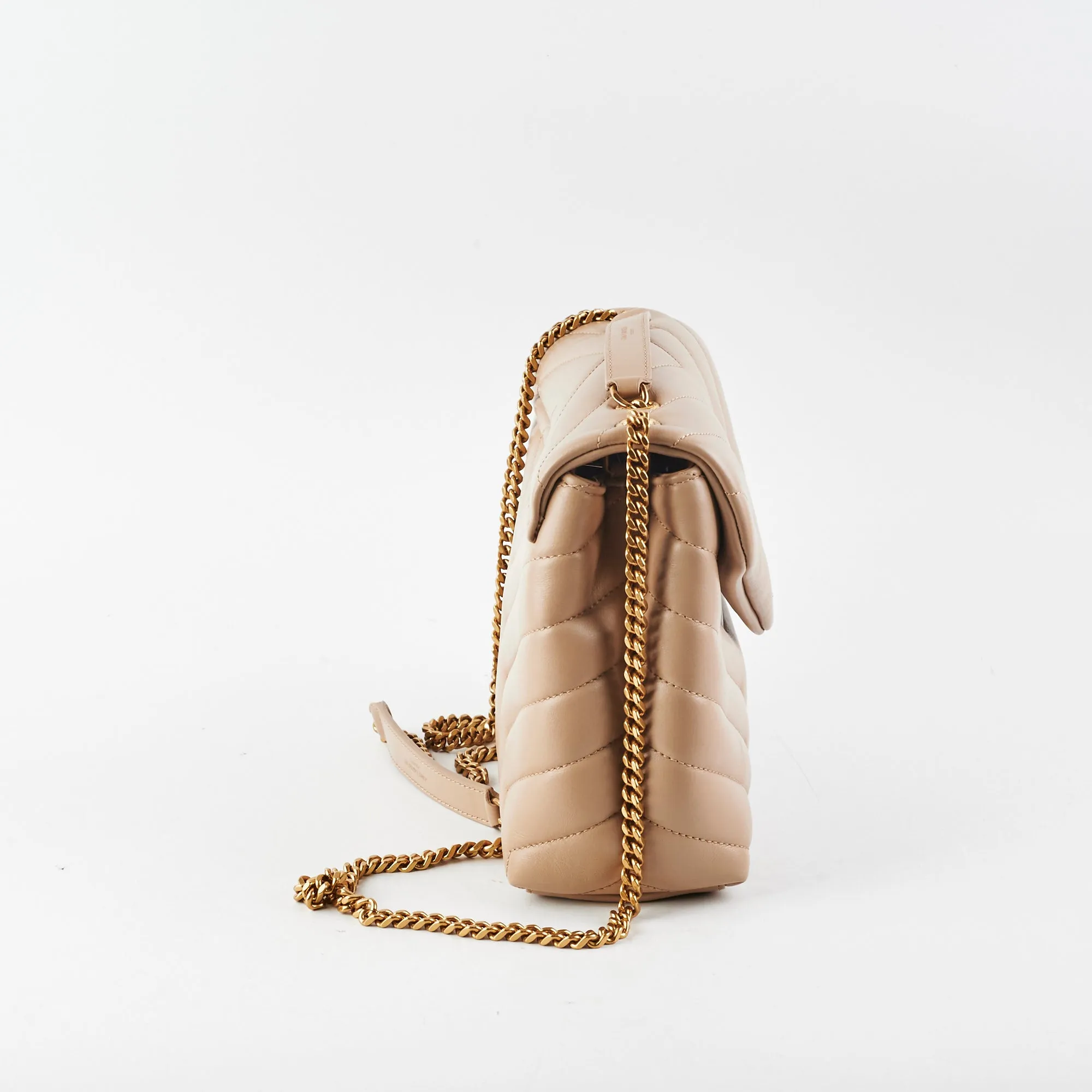 Saint Laurent Lou Small Beige Shoulder Bag