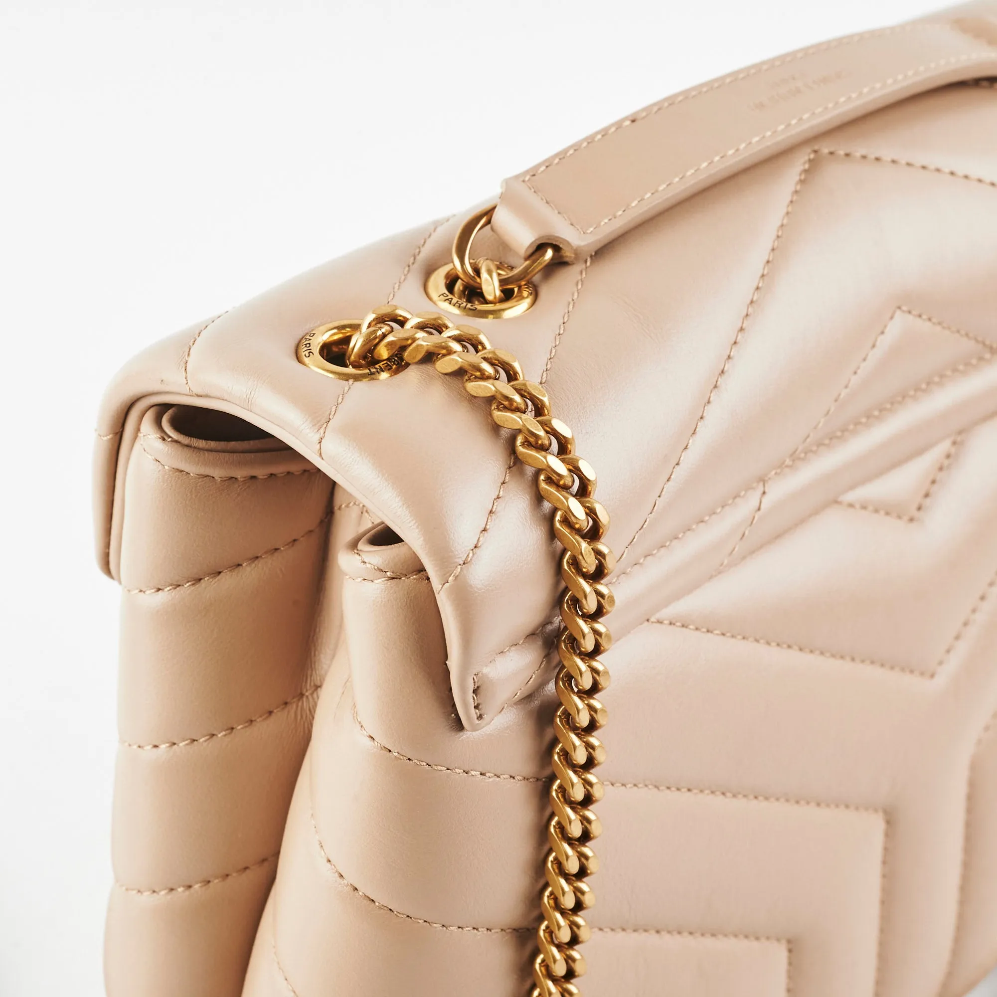 Saint Laurent Lou Small Beige Shoulder Bag