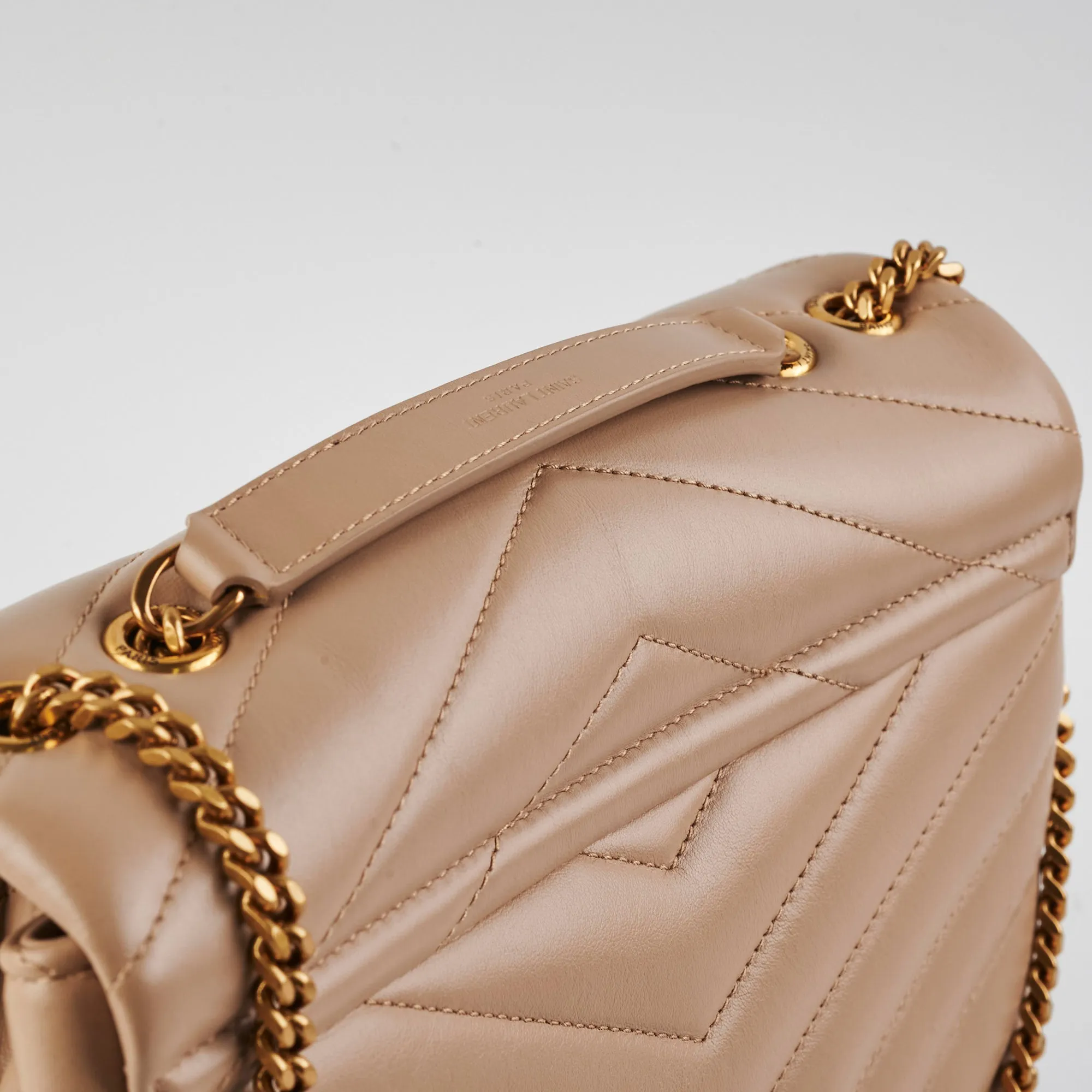 Saint Laurent Lou Small Beige Shoulder Bag