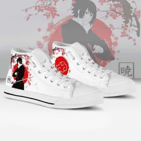 Sasuke Akatsuki Naruto High Top Converse Snakers Canvas Anime Shoes1