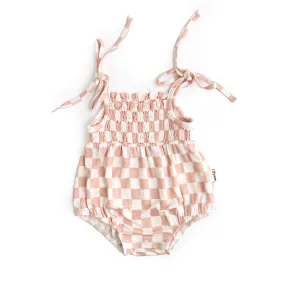 Saylor Pink SMOCKED BUBBLE ROMPER