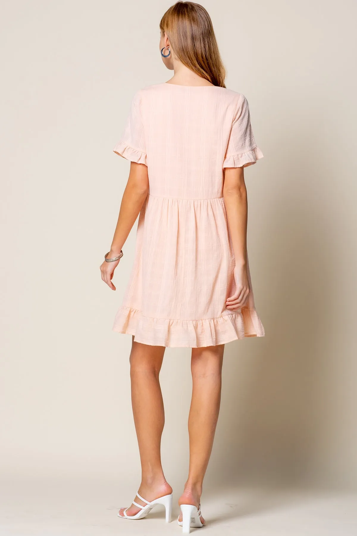 Short Sleeve Ruffle Detail Tunic Dress