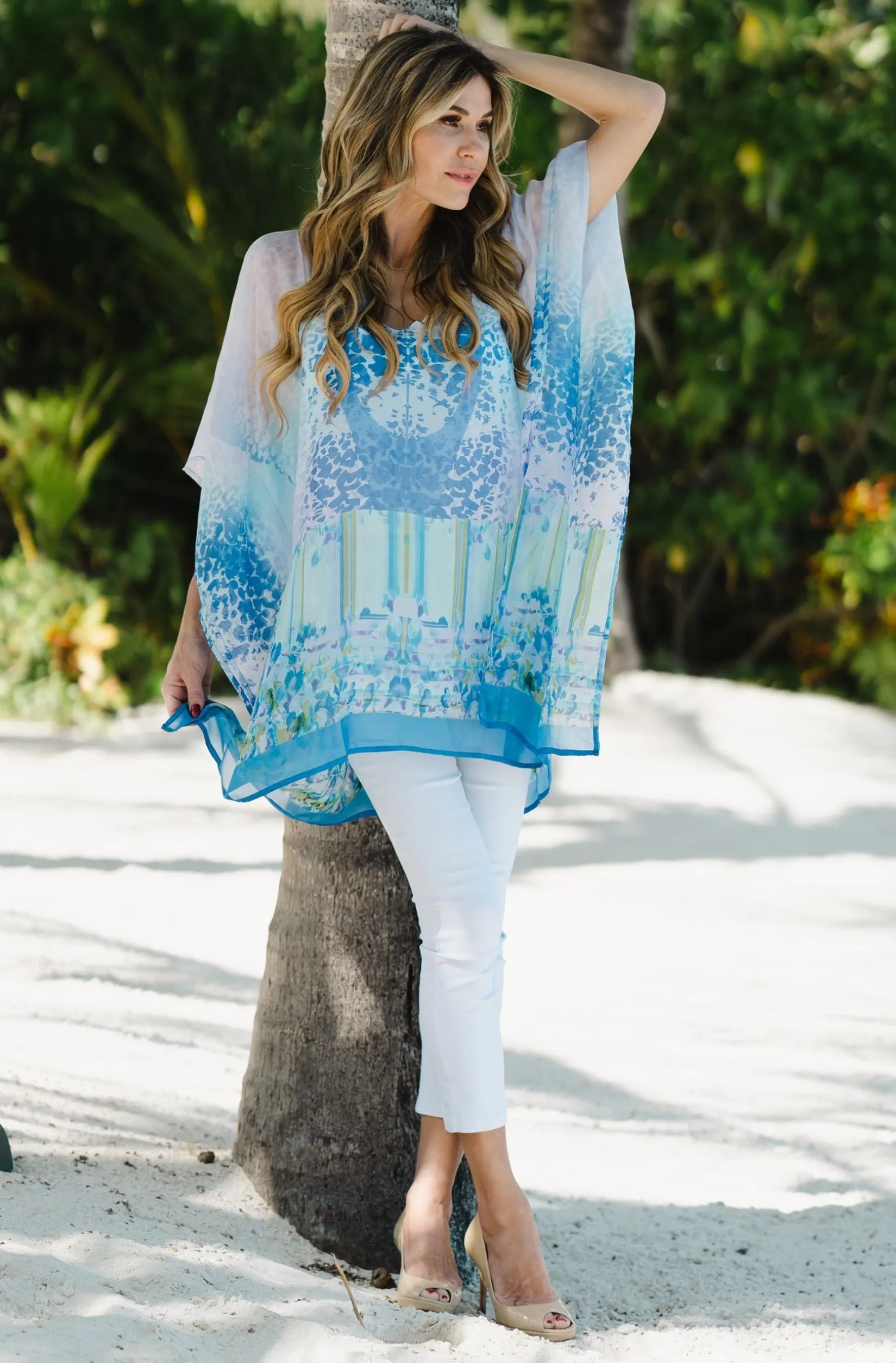 Silk Kaftan Tunic Blue Savannah