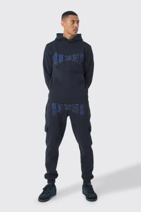 Slim Fit Homme Applique Cargo Tracksuit