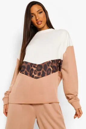 Tall Leopard Colorblock Sweatshirt Tracksuit