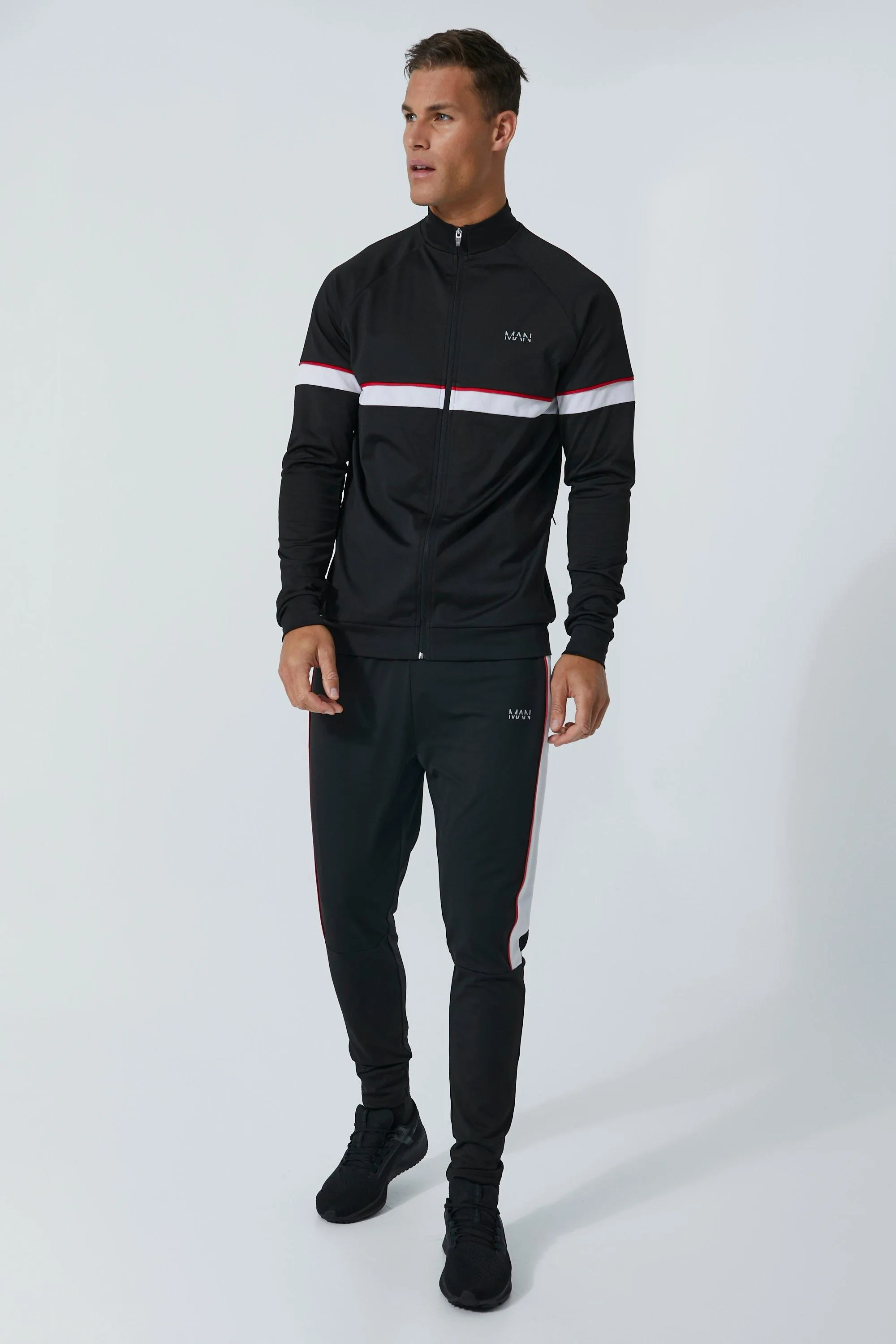 Tall Man Active Funnel Neck Training Tracksuit | boohooMAN UK