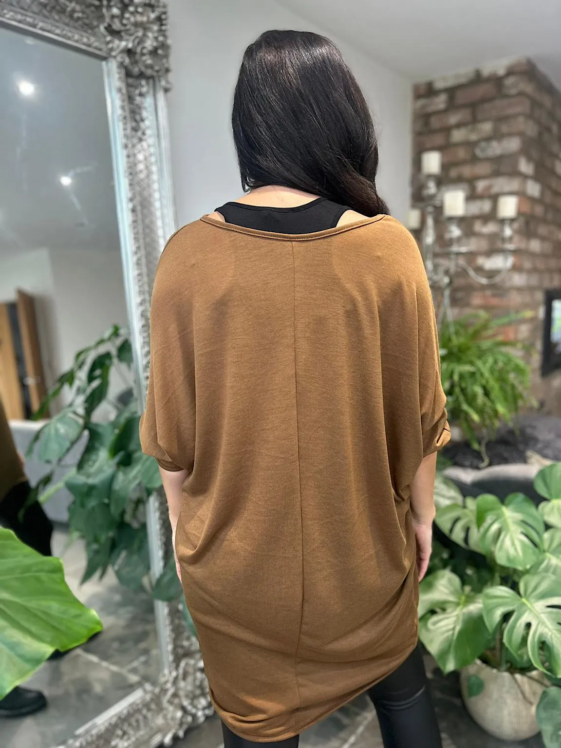 Tan Batwing Layered Tunic Gabby