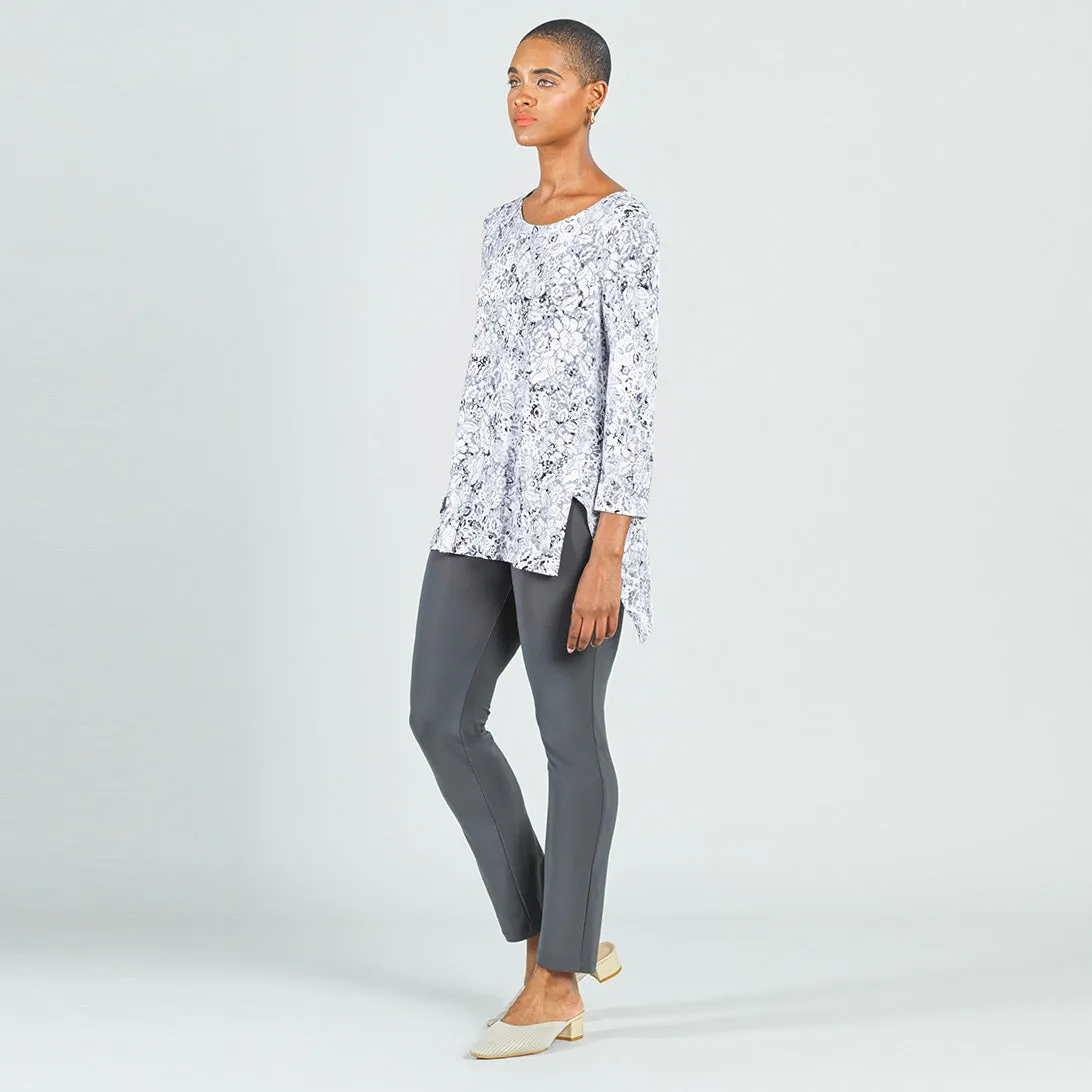 Textured Parachute Hem Tunic - Floral Rain-Grey - Final Sale!