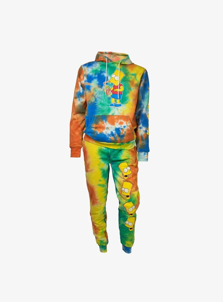 The Simpsons Bart Squishee Face Tie-Dye Hoodie & Jogger Sweatpants Set