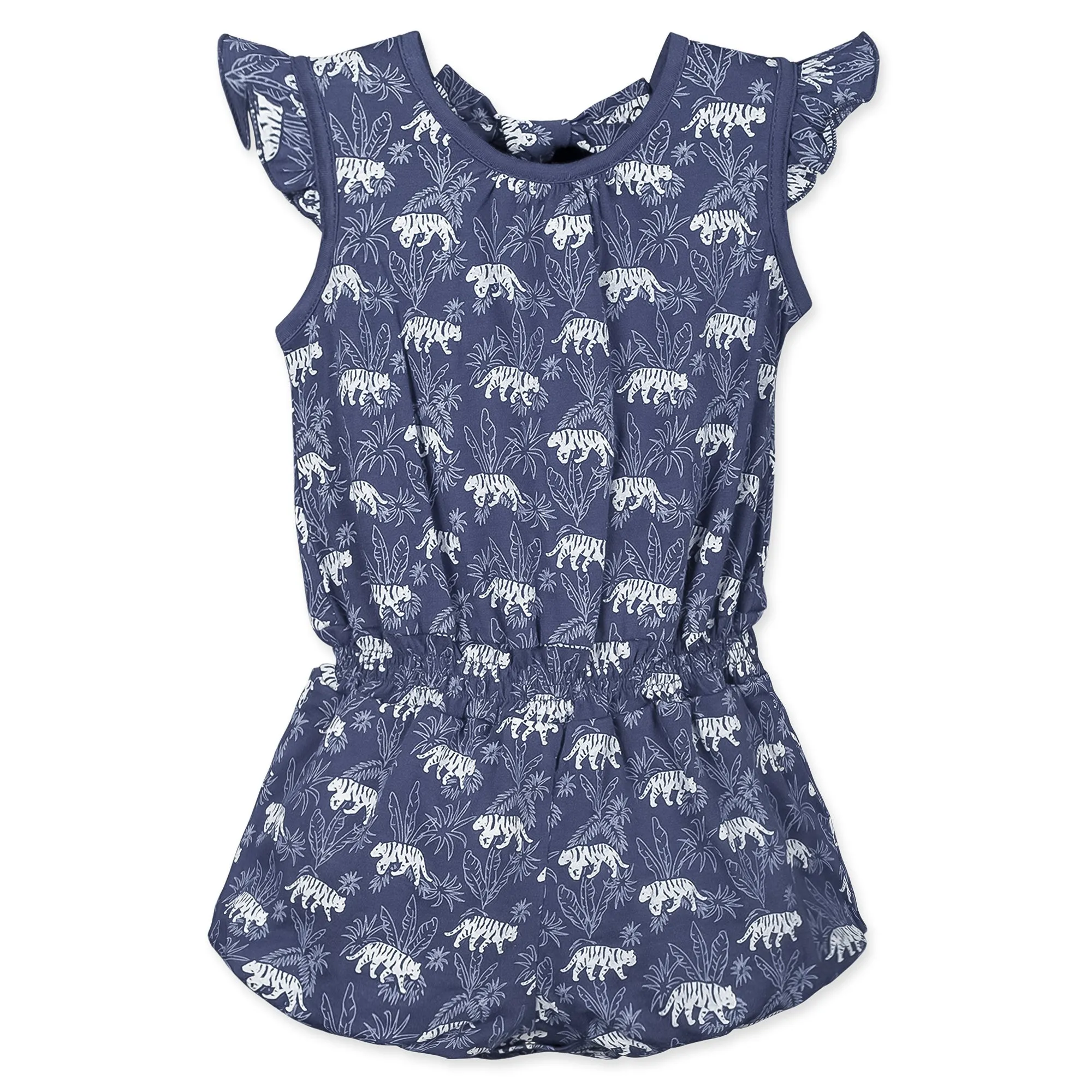 Tie Romper - Tigers on Indigo  100% Pima Cotton