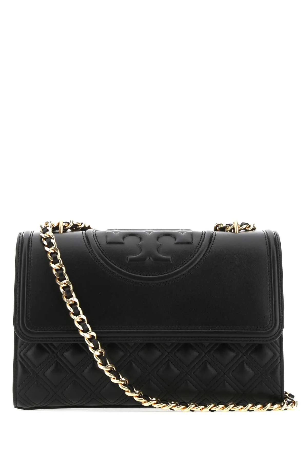 Tory Burch Black Leather Fleming Shoulder Bag