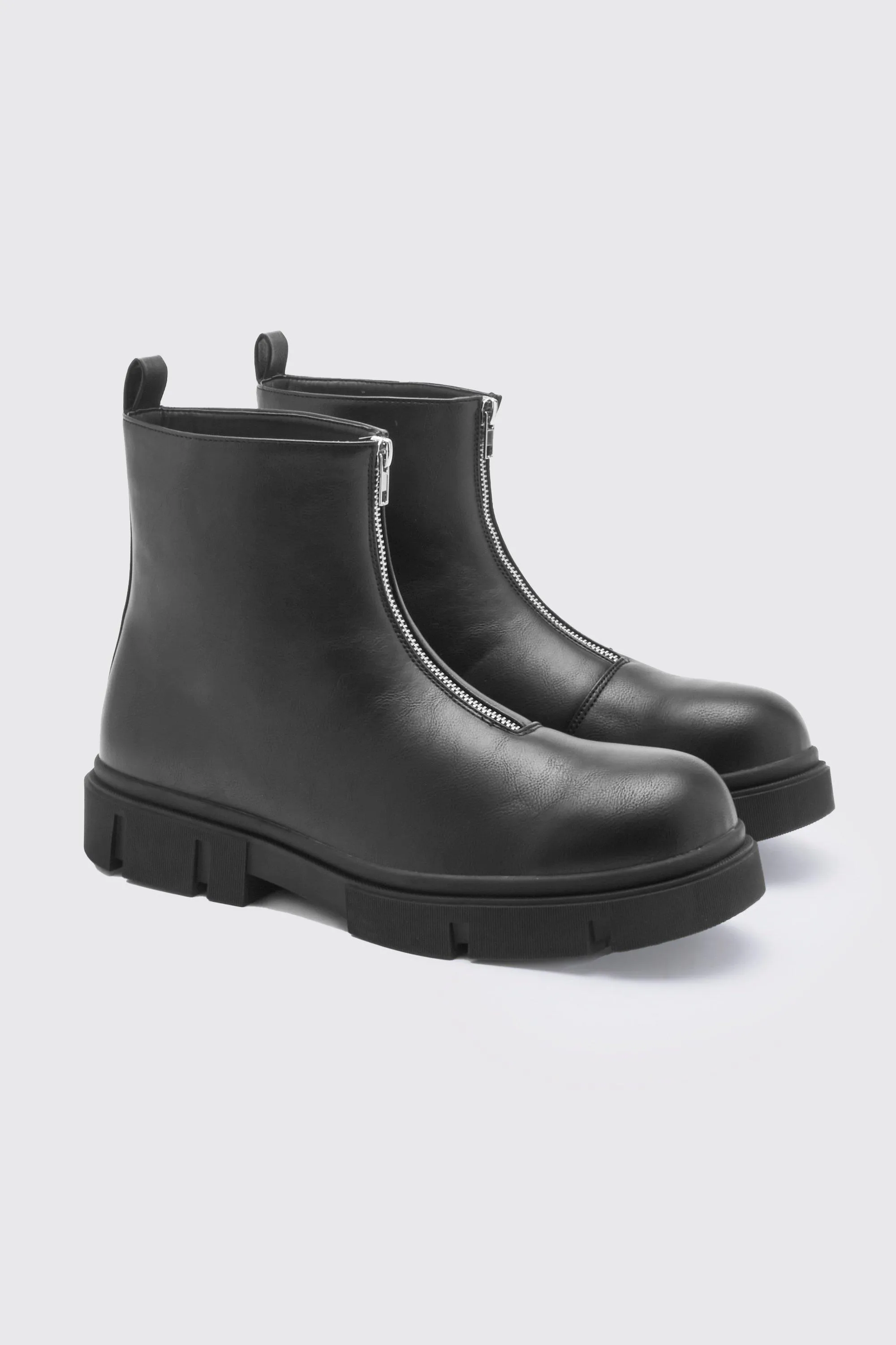 Track Sole Zip Boot | boohooMAN UK