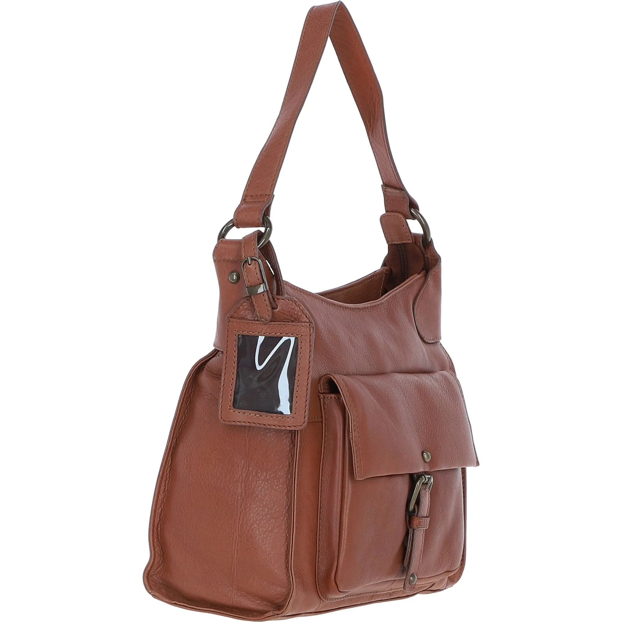 Vintage-Inspired Tan Leather Shoulder Bag: 52752