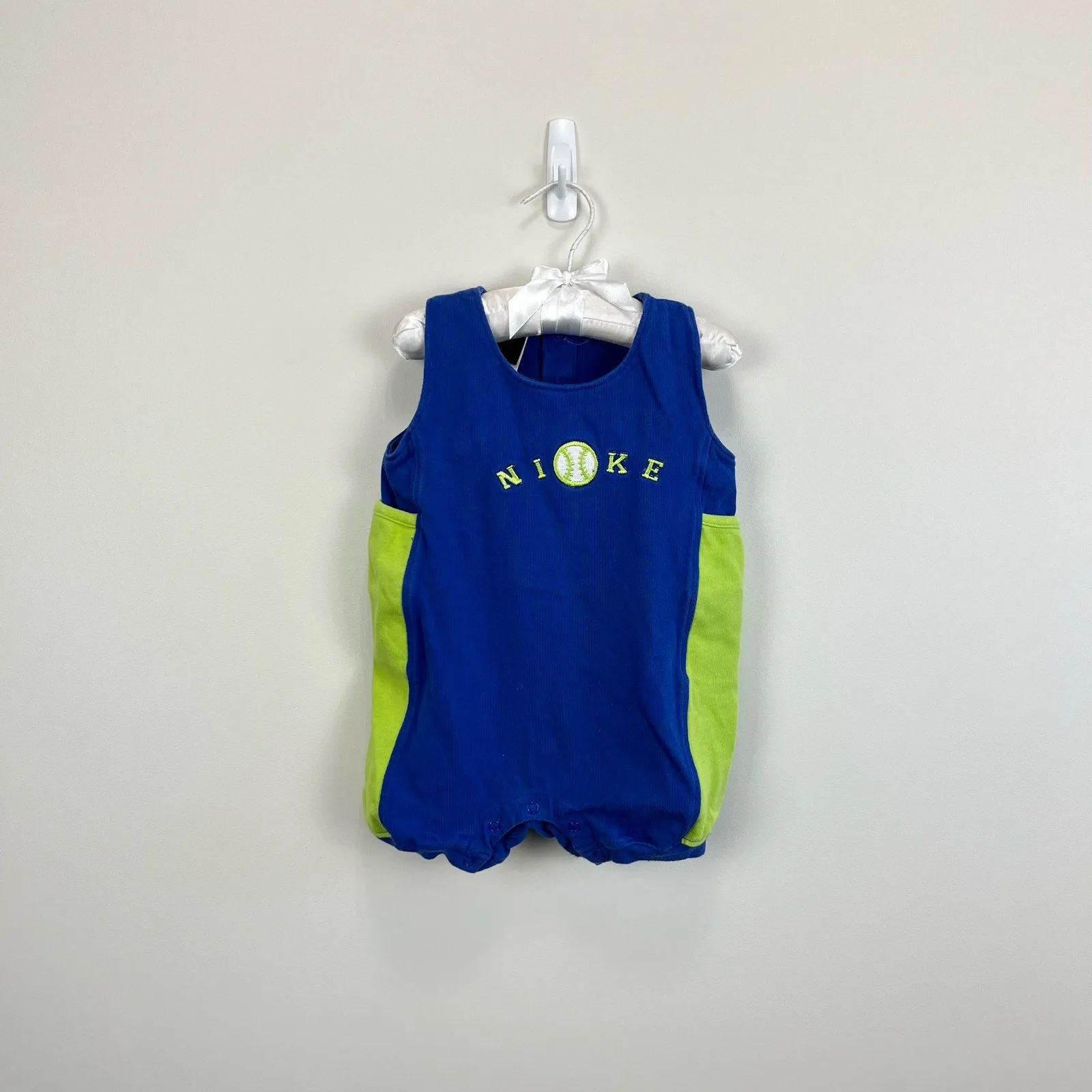 Vintage Nike Blue Green Shortall Romper 18 Months