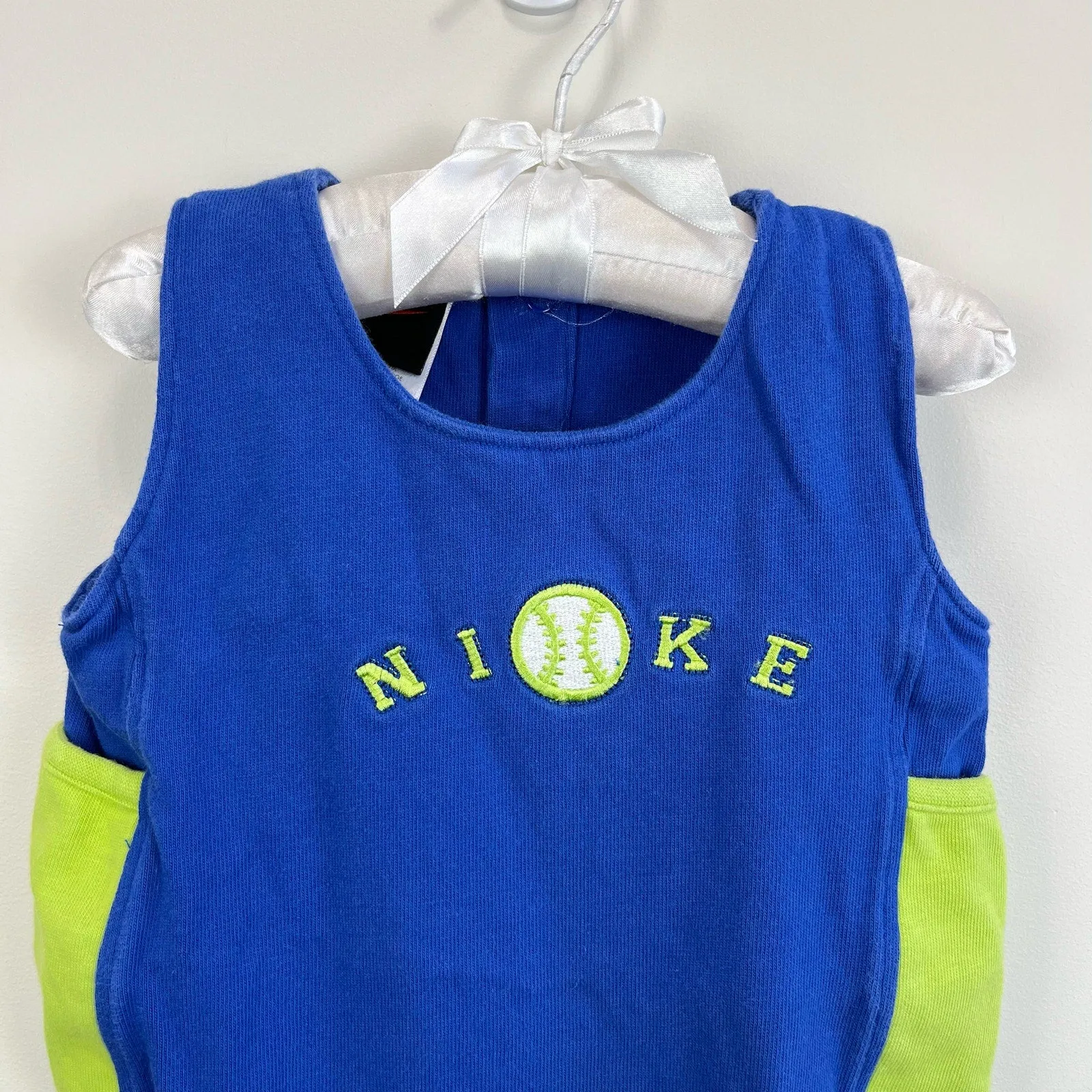 Vintage Nike Blue Green Shortall Romper 18 Months