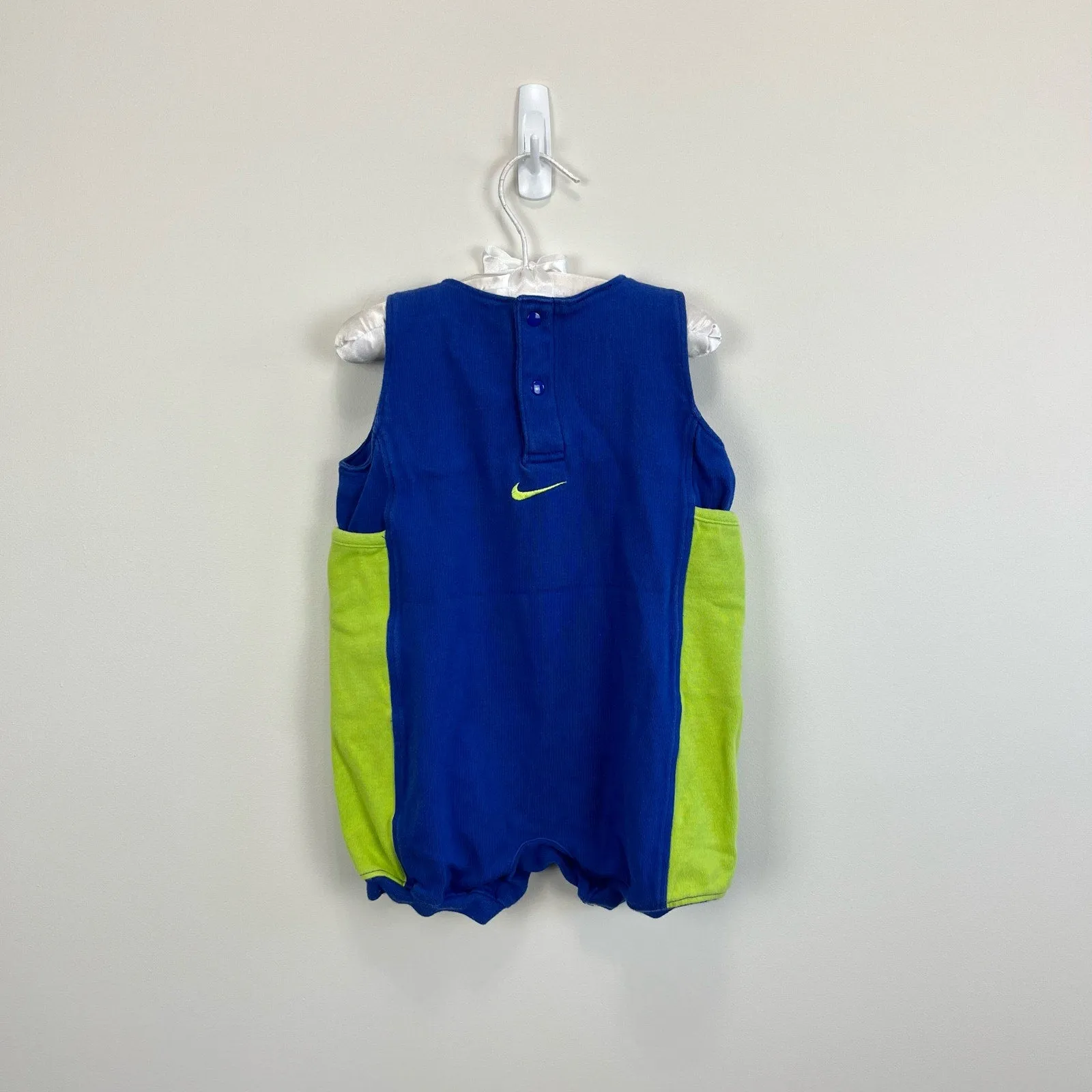 Vintage Nike Blue Green Shortall Romper 18 Months