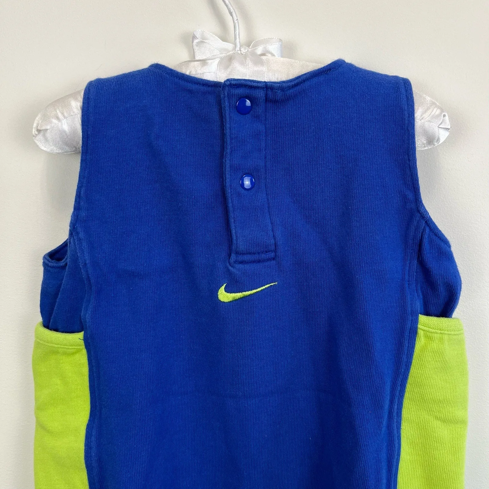 Vintage Nike Blue Green Shortall Romper 18 Months