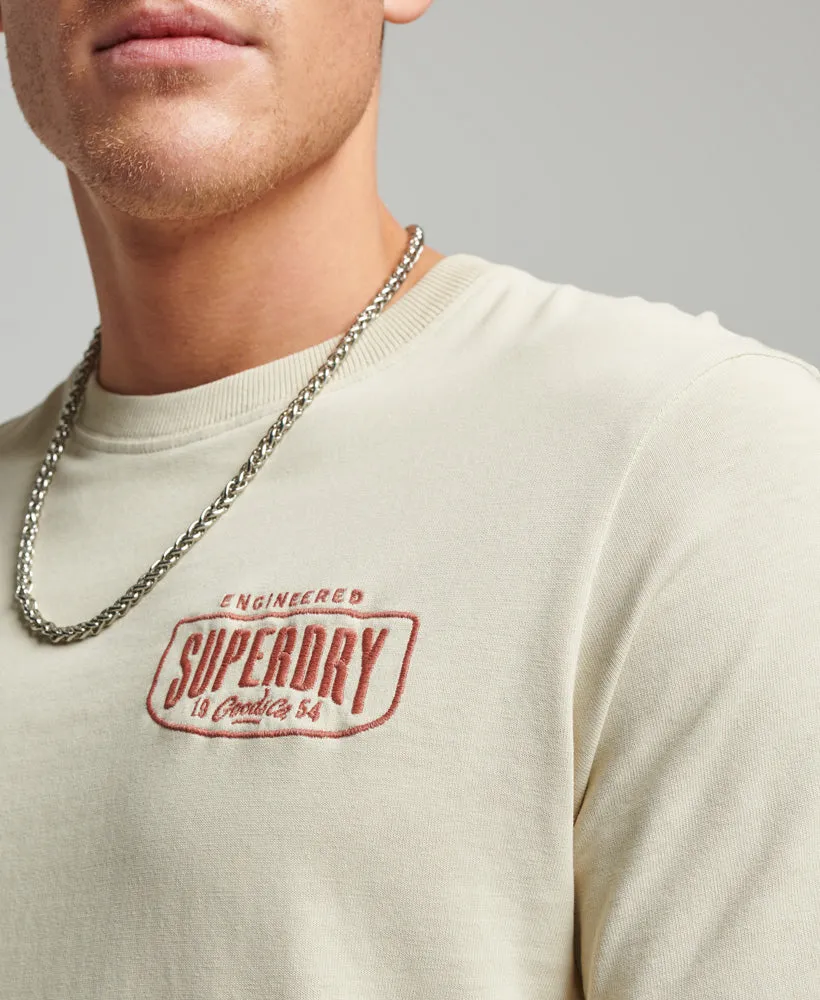 Vintage Script Workwear T Shirt | Pelican Beige