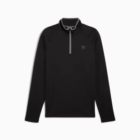 Waffle Fleece Quarter-Zip Men's Golf Top | PUMA Black | PUMA Exclusion List | PUMA 