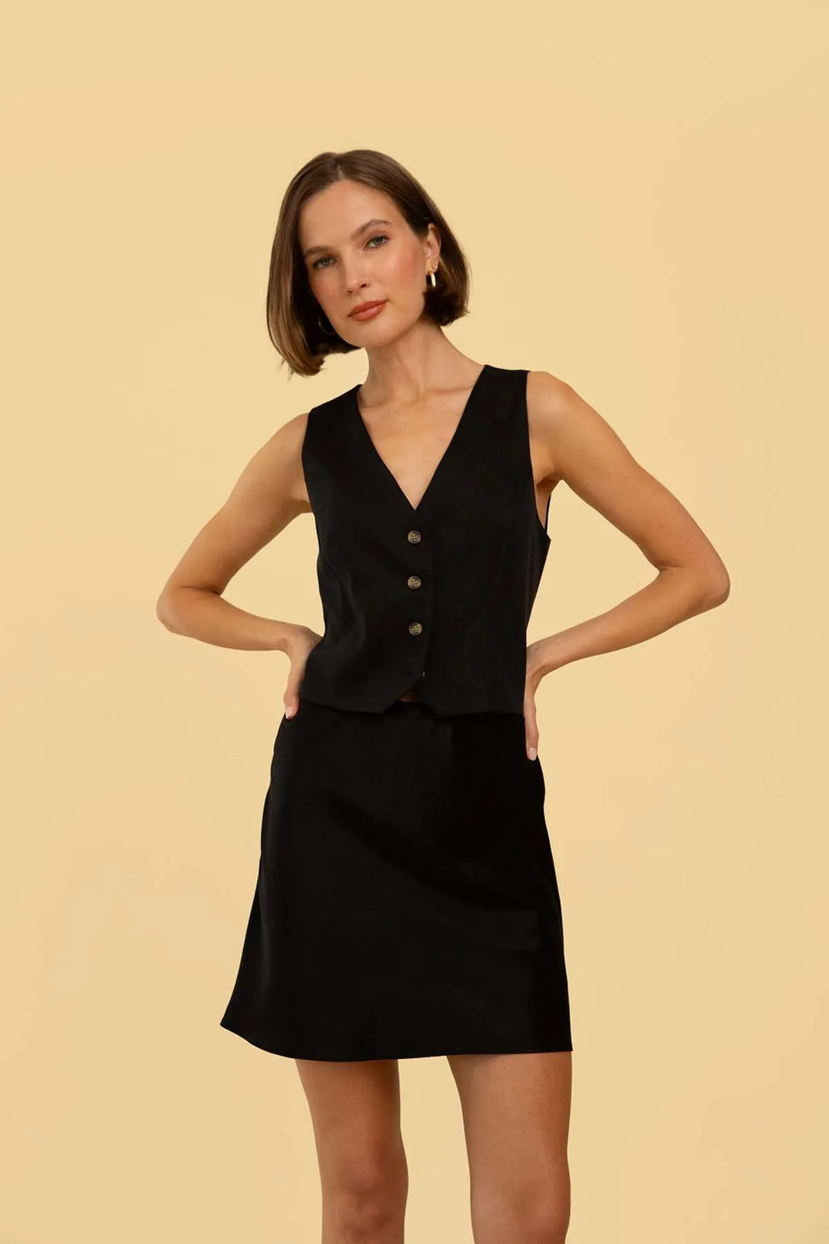 Whimsy + Row Bowie Tencel Vest - Black