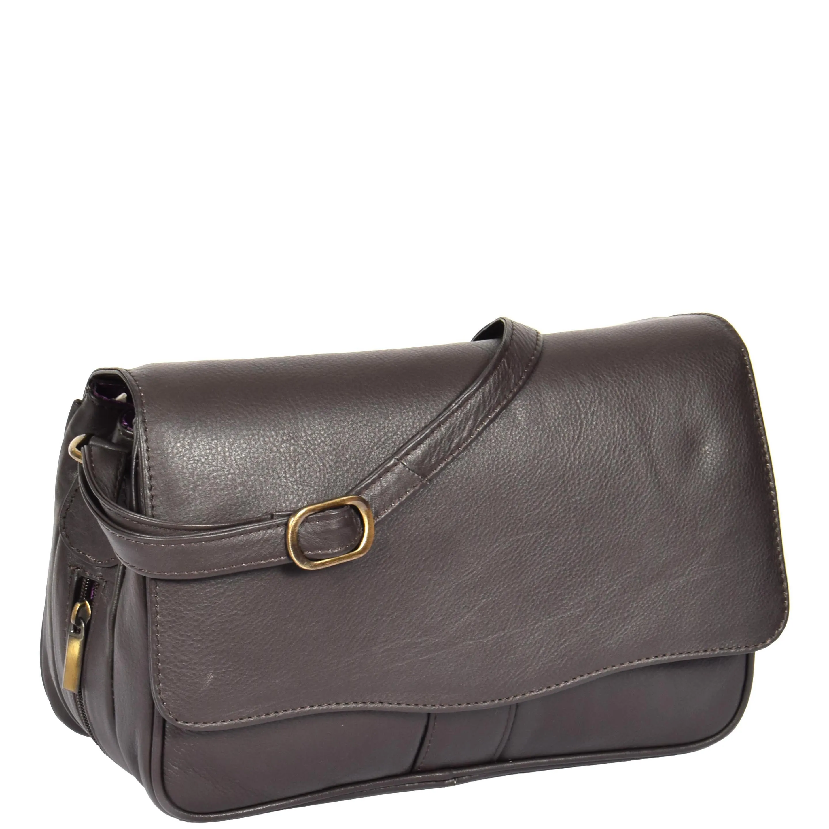 Womens Leather Classic Organiser Bag Matilda Brown