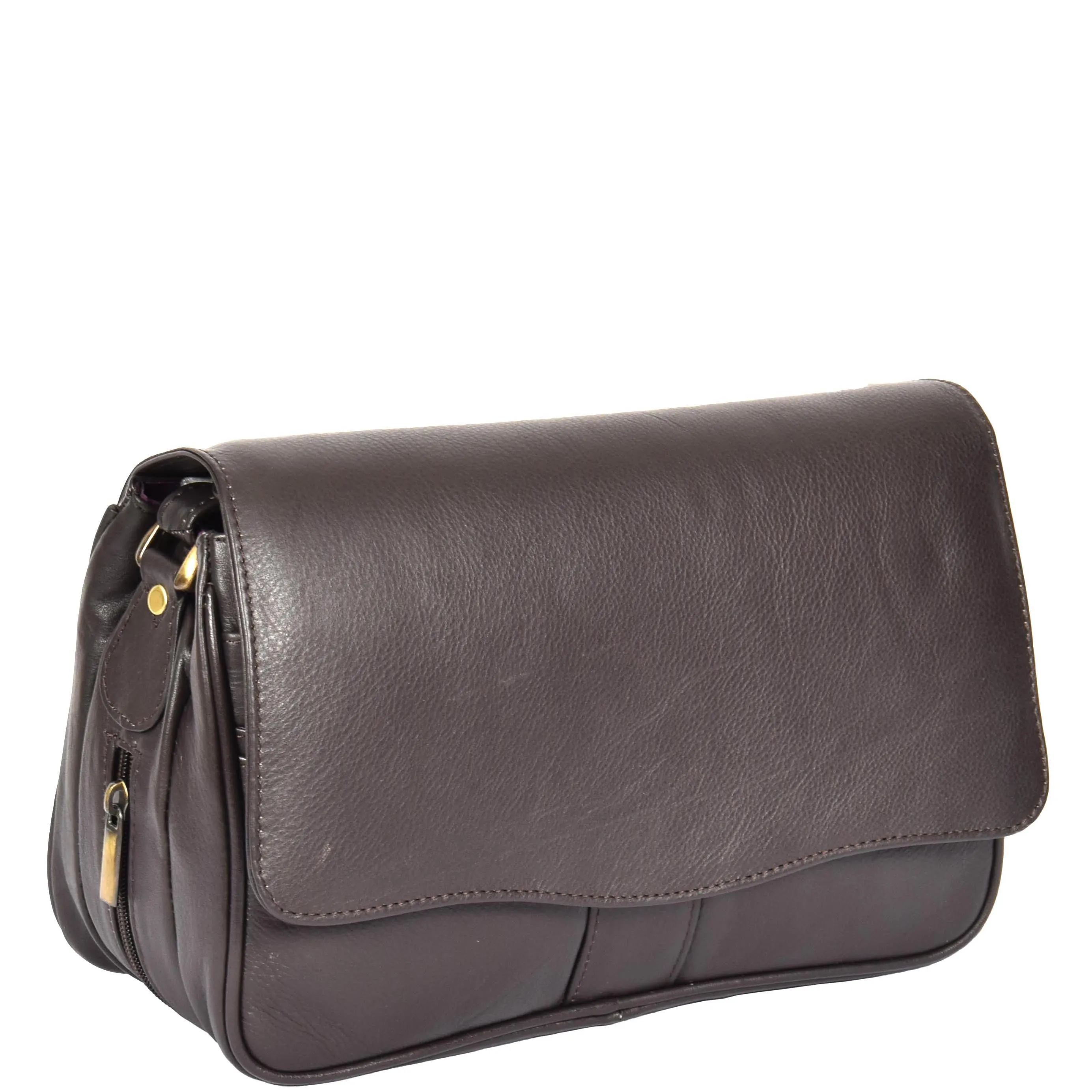 Womens Leather Classic Organiser Bag Matilda Brown