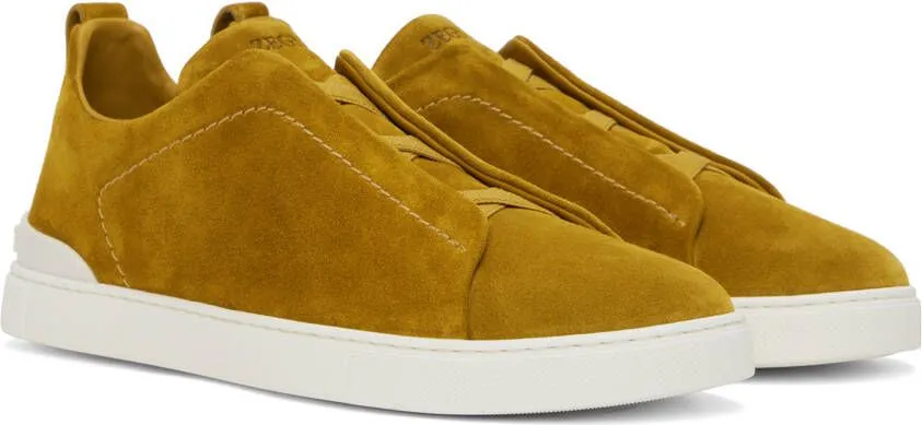 ZEGNA Yellow Triple Stitch Sneakers