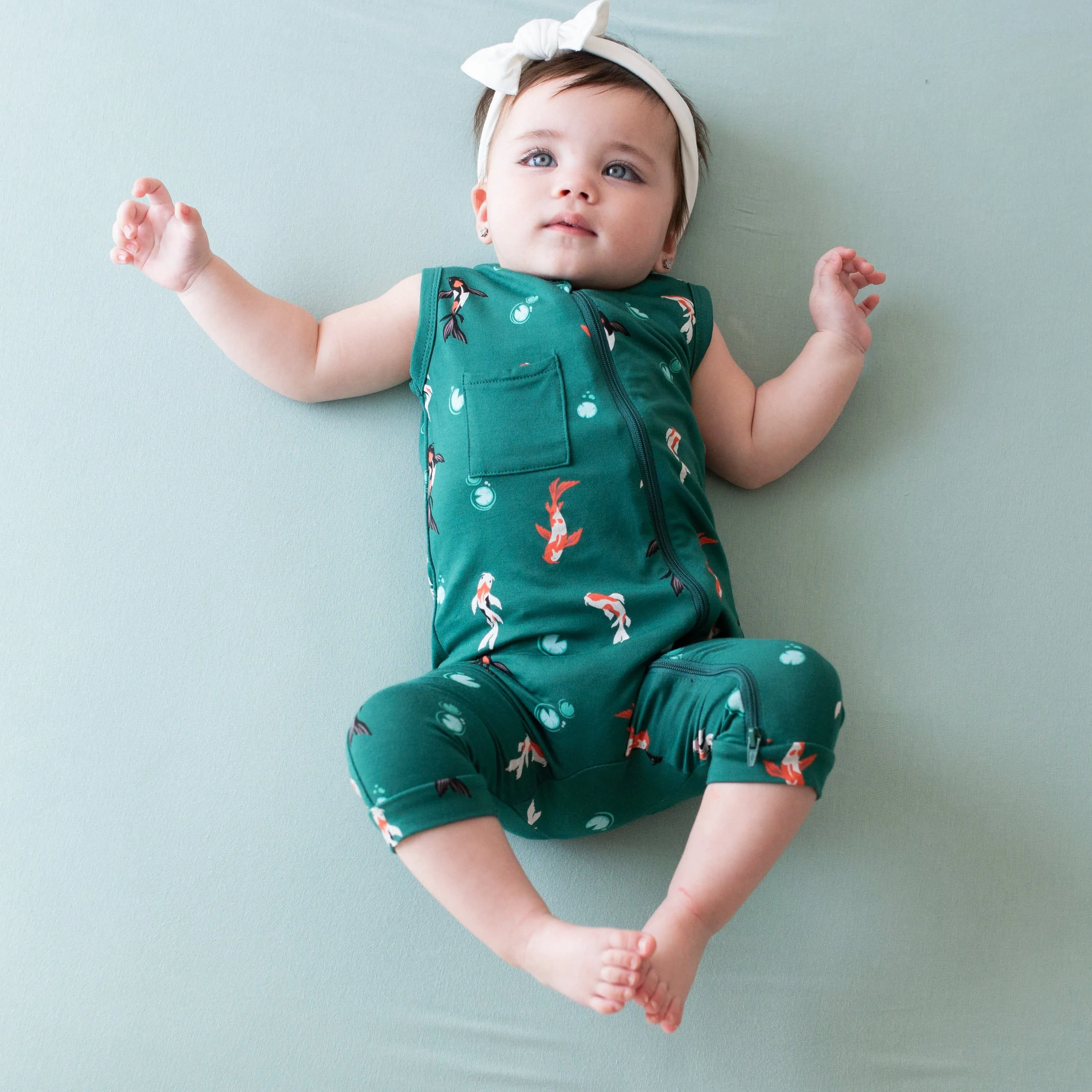 Zippered Sleeveless Romper in Koi